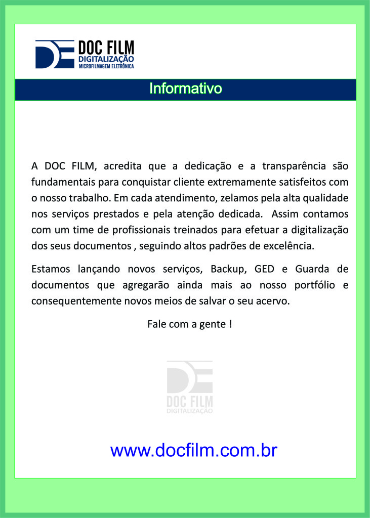 INFORMATIVO DOC FILM